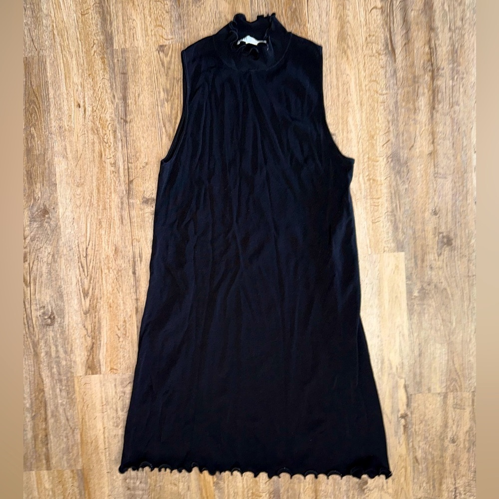 ZARA • Finely Ribbed Ruffle Sleeveless Dress